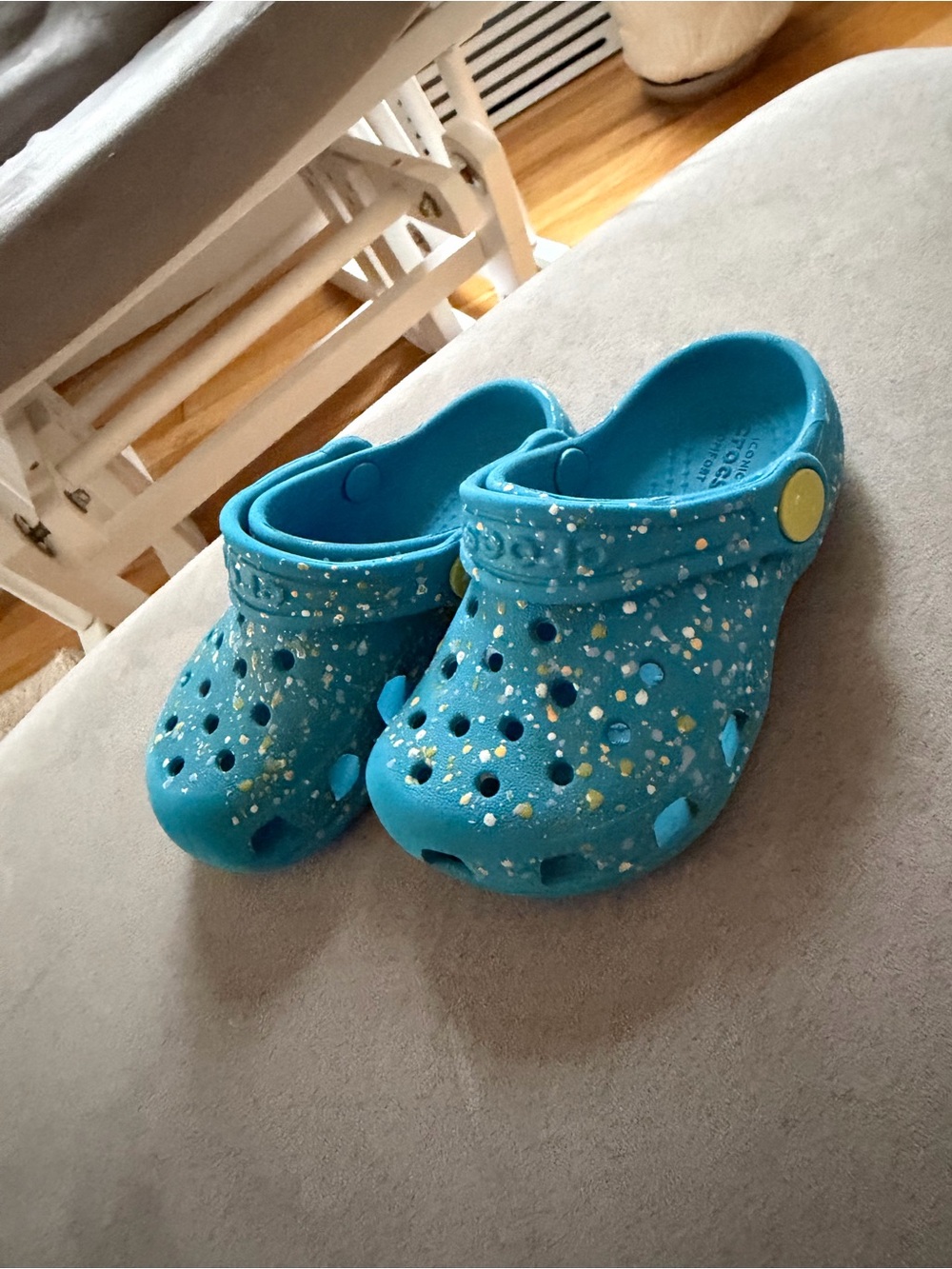 CROCS Kids Teal Glitter Clog Shoes